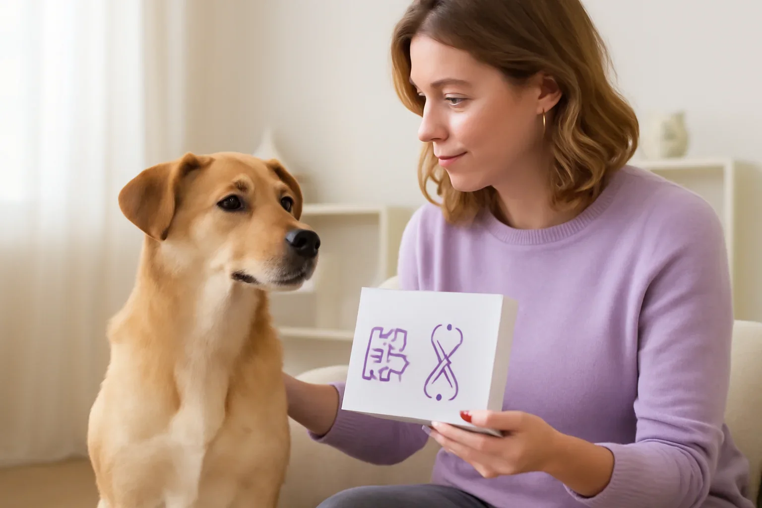 Are Dog DNA Tests Accurate for Mixed Breeds? visual showing a dog DNA kit and owner in a bright modern setting