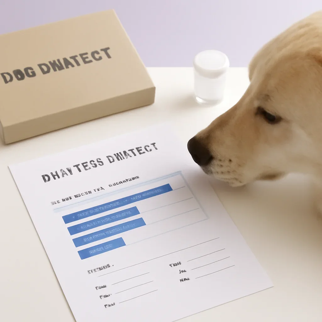 Dog DNA testing materials arranged for the best budget dog dna tests page