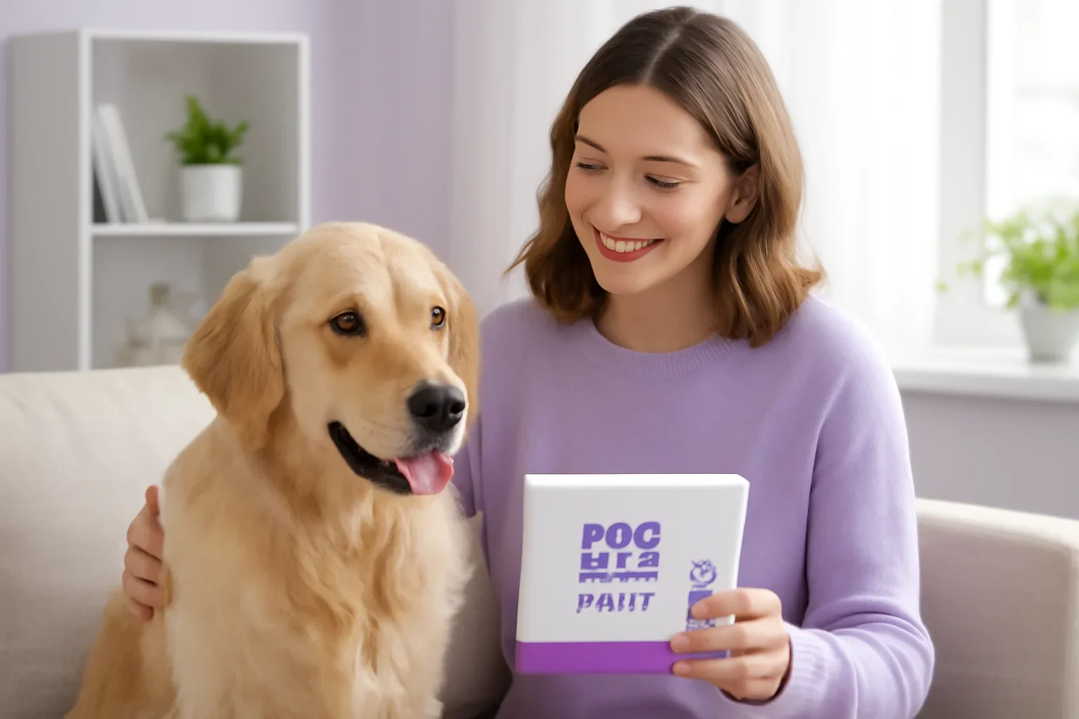 How Dog DNA Testing Helps Purebred Verification visual showing a dog DNA kit and owner in a bright modern setting