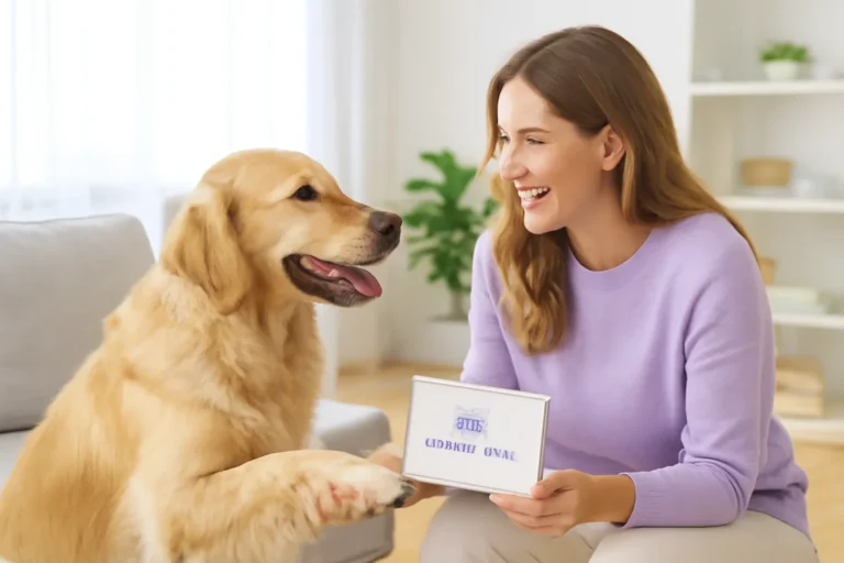 How Dog DNA Tests Help You Plan Vet Care visual showing a dog DNA kit and owner in a bright modern setting