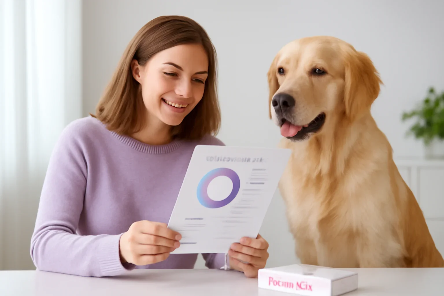How to Read Dog DNA Test Results visual showing a dog DNA kit and owner in a bright modern setting