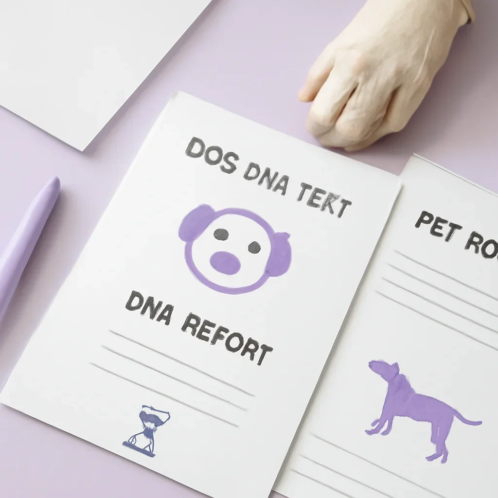 Dog DNA testing materials arranged for the questions to ask before you order a dog dna test page