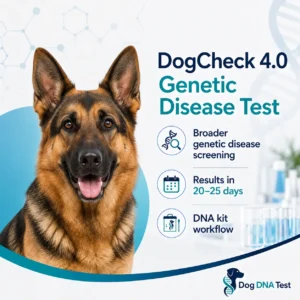 Dog genetic disease test kit for identifying hereditary health risks in dogs using a home DNA sample